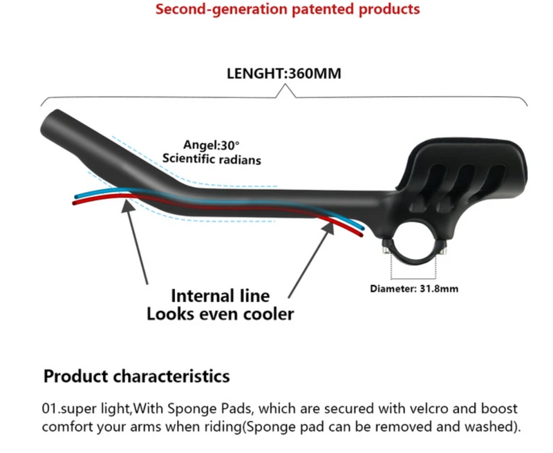 Load image into Gallery viewer, RXL SL Carbon Road Handlebars Bicycle Rest Bar TT Handlebar 31.8mm Bike Racing Carbon Handle Bar Angle 30° Triathlon Handles (360mm long)