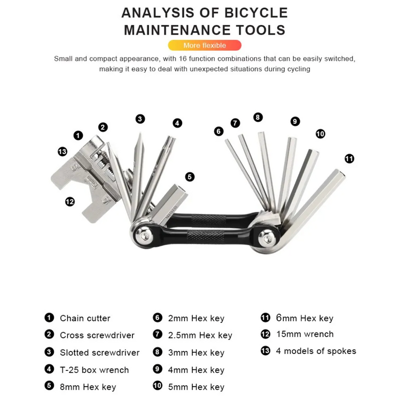 Load image into Gallery viewer, Bicycle Multi Tool Chain Splitter Cutter Multifunction For MTB Mountain Road Bike Wrench Screwdriver Repair Multitool