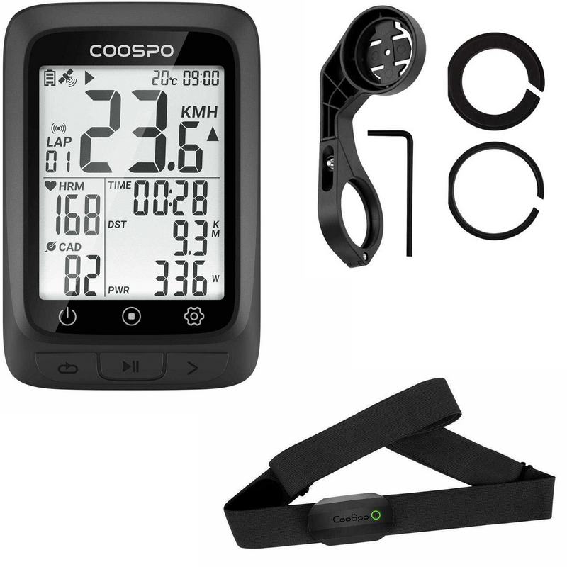 Load image into Gallery viewer, COOSPO Bike Computer GPS Wireless with Bluetooth + COOSPO H808S Heart Rate Monitor + CooSpo Bike Computer Mount +
