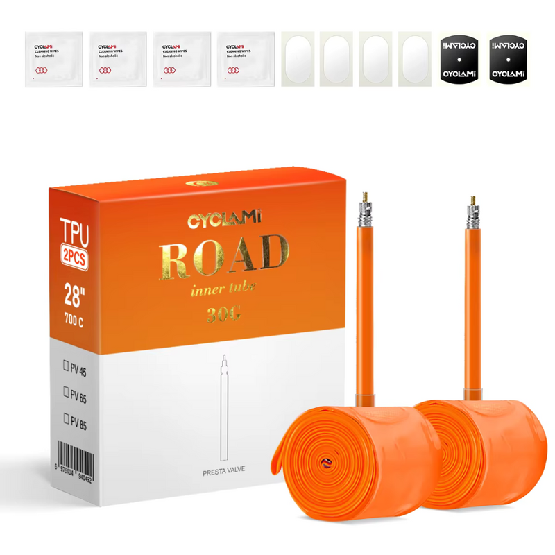 Load image into Gallery viewer, 2Pcs CYCLAMI Bicycle Inner Tube TPU 30g Ultralight Bicycle Inner Tube 700C 18 23 25 28 30 32, (65mm or 45mm) Road Bike Tube