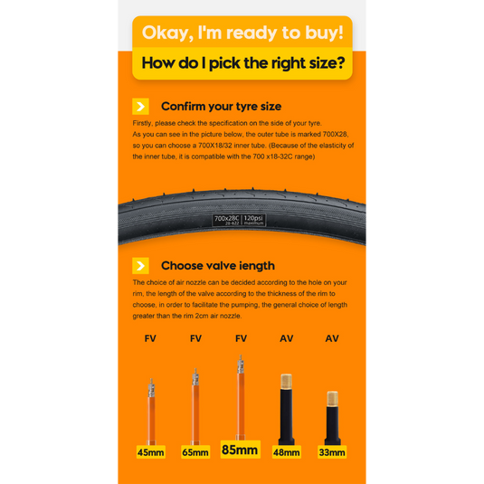 2Pcs CYCLAMI Bicycle Inner Tube TPU 30g Ultralight Bicycle Inner Tube 700C 18 23 25 28 30 32, (65mm or 45mm) Road Bike Tube