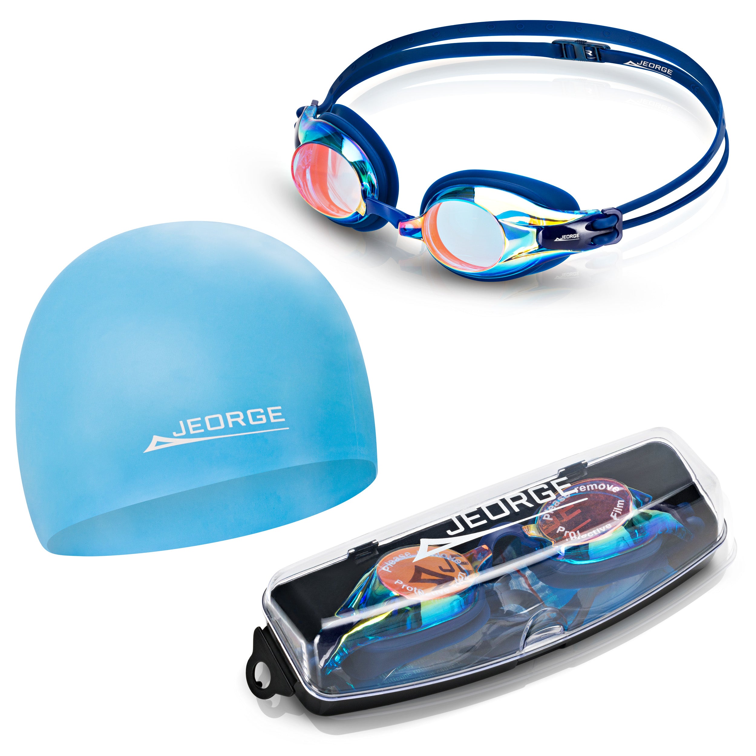JEORGE Swimming Goggles Silicon Cap Combo - Main Image
