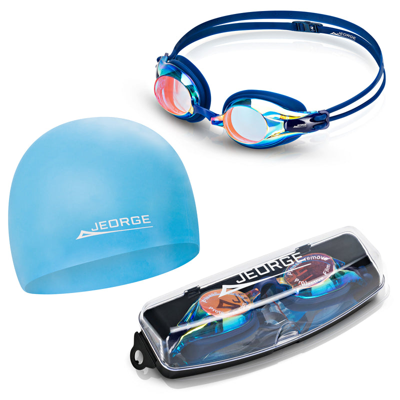 Load image into Gallery viewer, JEORGE Swimming Goggles + Silicon Cap Combo