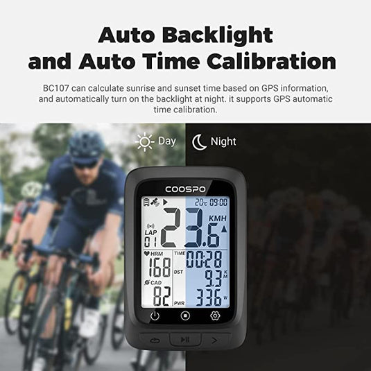 COOSPO Bike Computer GPS Wireless with Bluetooth , 2.4 LCD Screen, Auto Backlight IP67 waterproof