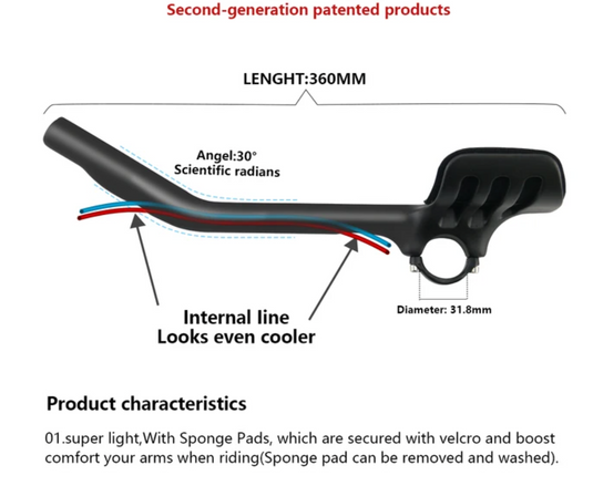 RXL SL Carbon Road Handlebars Bicycle Rest Bar TT Handlebar 31.8mm Bike Racing Carbon Handle Bar Angle 30° Triathlon Handles (360mm long)