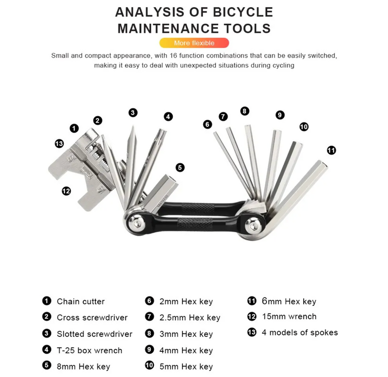 Load image into Gallery viewer, Bicycle Multi Tool Chain Splitter Cutter Multifunction For MTB Mountain Road Bike Wrench Screwdriver Repair Multitool
