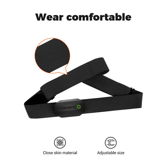 COOSPO H808S Heart Rate Monitor Bluetooth ANT+ Chest Strap Heart Rate Monitor, Compatible with CoospoRide Peloton Zwift DDP Yoga Bike Computers Sports Watches