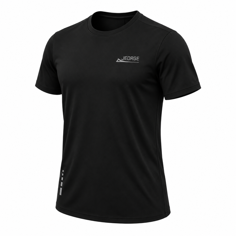 Load image into Gallery viewer, JEORGE Men’s Short Sleeve Running Shirt – Black
