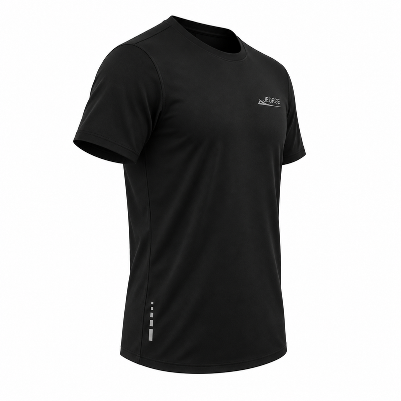 Load image into Gallery viewer, JEORGE Men’s Short Sleeve Running Shirt – Black
