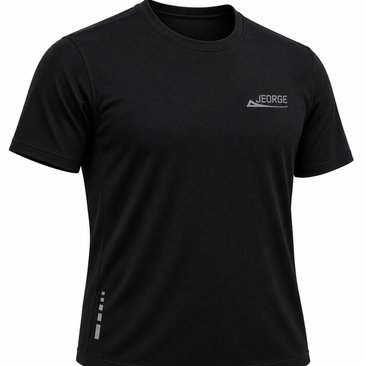 JEORGE Men’s Short Sleeve Running Shirt – Black