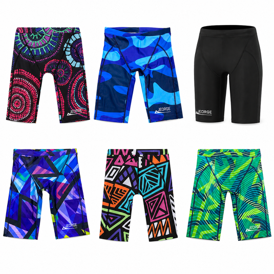 JEORGE Competition Swimming Shorts, High quality 250gsm chlorine resistant boys jammers