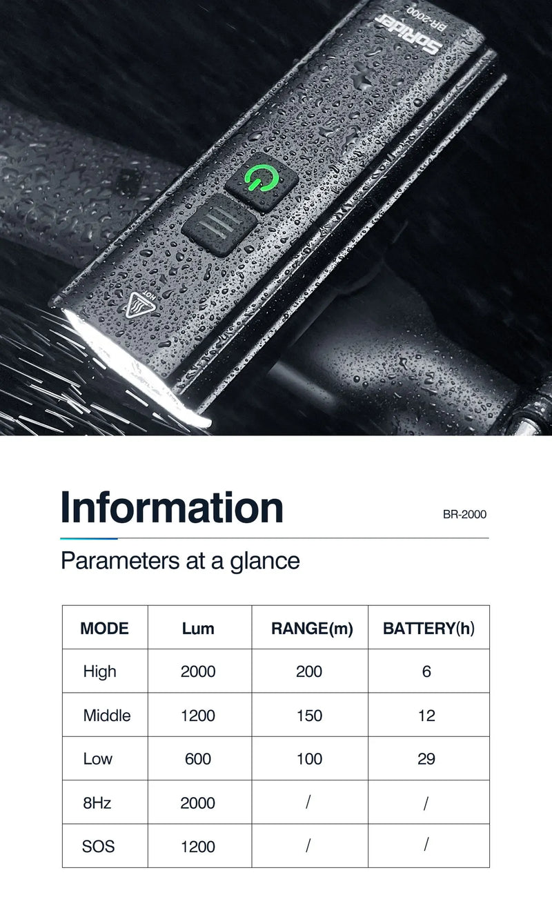 Load image into Gallery viewer, 2000 Lumen Bicycle Light Road &amp; Mountain Bike LED Front Light Headlight
