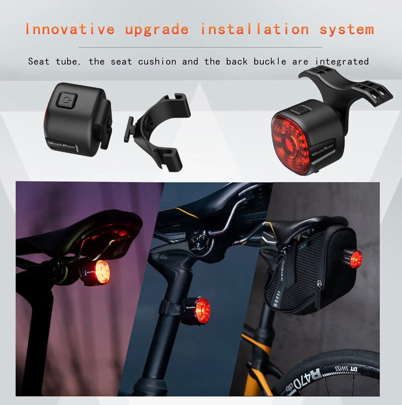 Load image into Gallery viewer, WT09S Bicycle Rear Light USB Rechargeable Smart Brake Sensor Rear Light, Night Riding Warning Cycle Light
