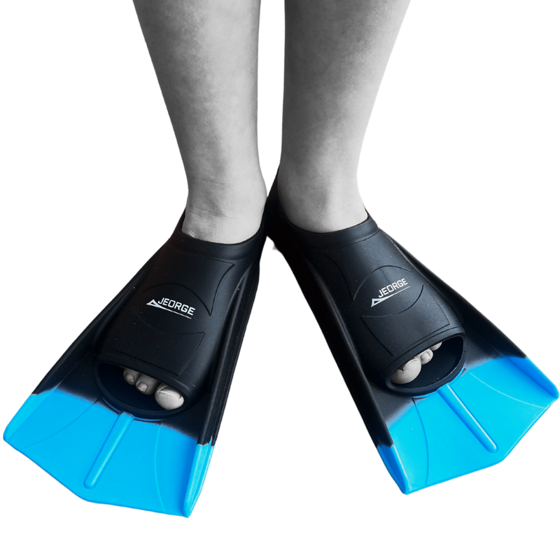 Load image into Gallery viewer, JEORGE Swimming Training Fins Short Blade Sizes For Men, Women And Kids. Includes Travel Mesh Bag
