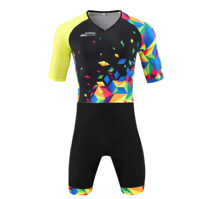 Load image into Gallery viewer, JEORGE Men Trisuit, Competitor Triathlon Short Sleeve Aero Tri Suit.
