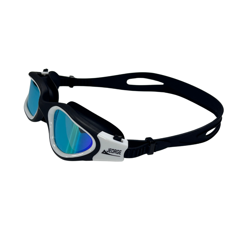 Load image into Gallery viewer, JEORGE Unisex Swimming Goggles with anti-fog coating, 100% UV protection, and a leakproof silicone seal. Perfect for adults and teens. Wide view, adjustable fit, and built for performance.
