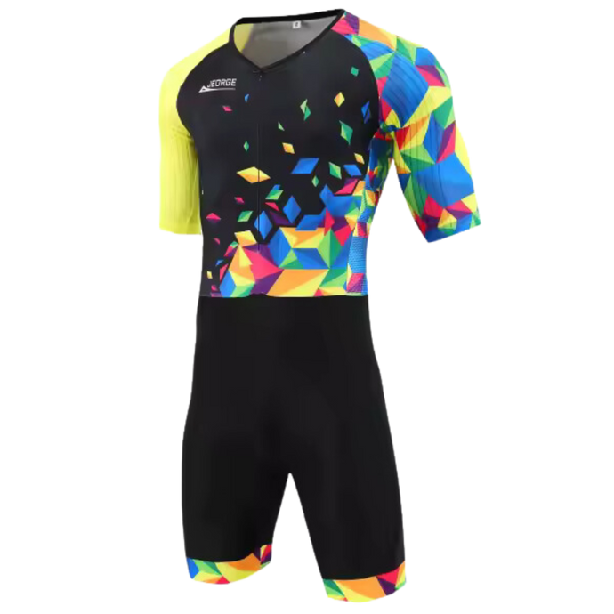 JEORGE Men Trisuit, Competitor Triathlon Short Sleeve Aero Tri Suit.