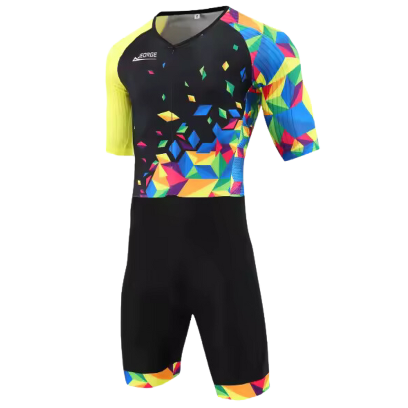 Load image into Gallery viewer, JEORGE Men Trisuit, Competitor Triathlon Short Sleeve Aero Tri Suit.
