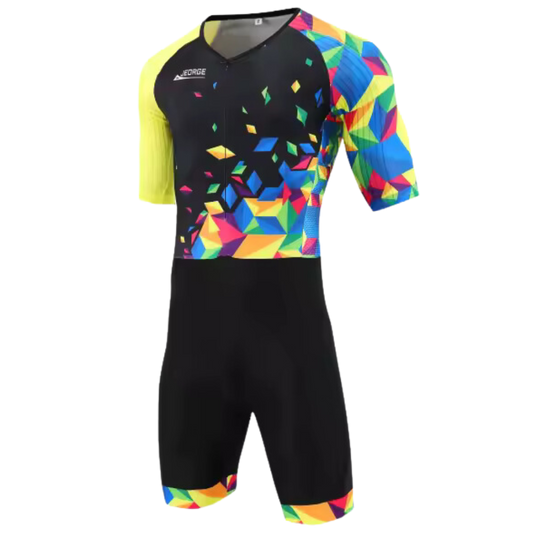 JEORGE Men Trisuit, Competitor Triathlon Short Sleeve Aero Tri Suit.