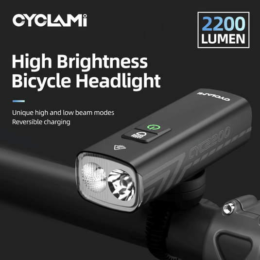 CYCLAMI Bicycle Light LED 2200 Lumen High Brightness Multi-Function Road MTB Cycling Safety Bicycle Front Lights+ Bonus Mount Strap - JeorgeSports