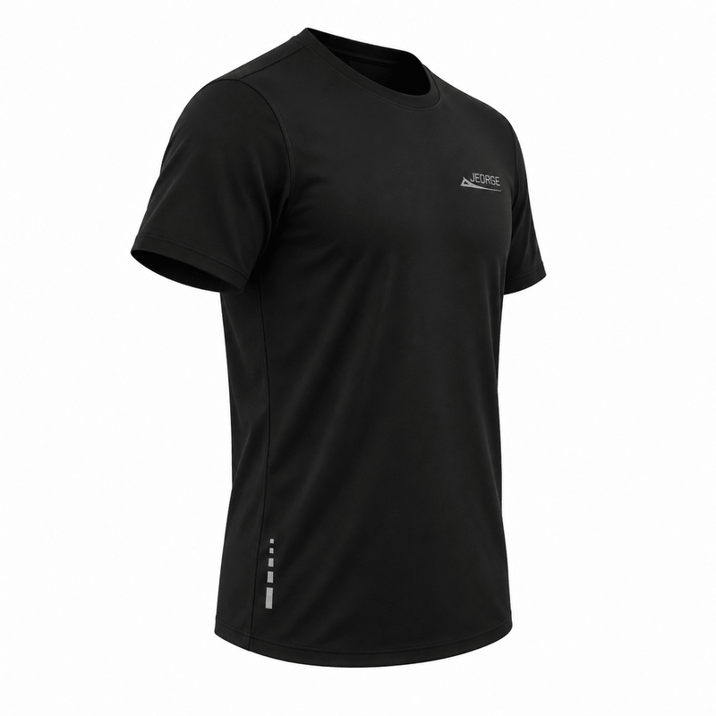 Load image into Gallery viewer, JEORGE Men’s Short Sleeve Running Shirt – Black - JeorgeSports
