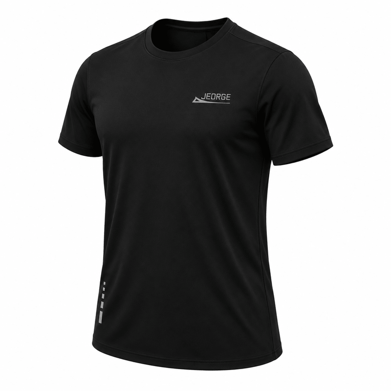Load image into Gallery viewer, JEORGE Men’s Short Sleeve Running Shirt – Black - JeorgeSports
