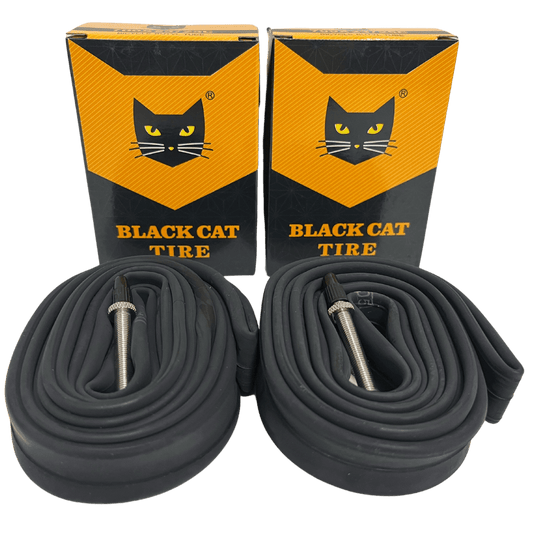 TWIN PACK - 2x Jeorge Black Cat 700C road bicycle tubes 700x23 25C FV48 Presta 48mm - JeorgeSports
