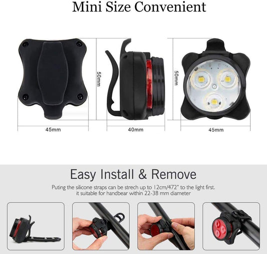 USB Rechargeable Bike Light Set