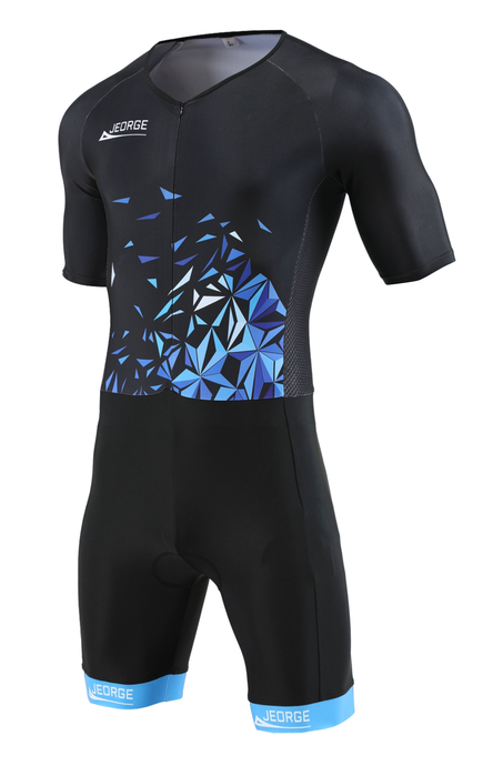 JEORGE Men Trisuit, Competitor Triathlon Short Sleeve Aero Tri Suit.