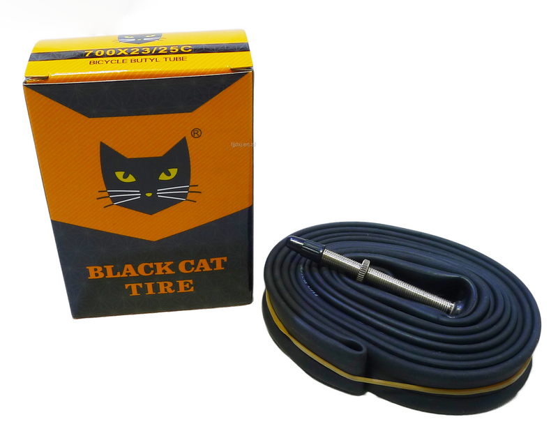 Load image into Gallery viewer, Black Cat 700C road bicycle tube 700x23 25C FV48 Presta 48mm
